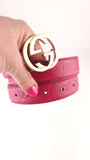 Gucci GG Pink Leather Belt - G0531