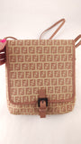 Fendi Zucchino Beige/Pink Canvas Shoulder Bag - 3600