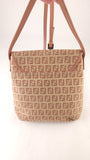 Fendi Zucchino Beige/Pink Canvas Shoulder Bag - 3600