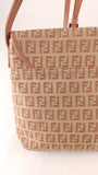 Fendi Zucchino Beige/Pink Canvas Shoulder Bag - 3600