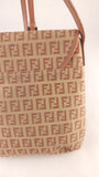 Fendi Zucchino Beige/Pink Canvas Shoulder Bag - 3600