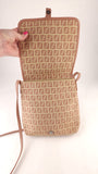 Fendi Zucchino Beige/Pink Canvas Shoulder Bag - 3600