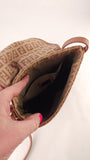 Fendi Zucchino Beige/Pink Canvas Shoulder Bag - 3600
