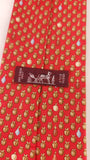 Hermes Red Silk Tie w/Fruit - G0469