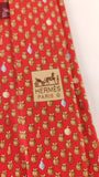 Hermes Red Silk Tie w/Fruit - G0469