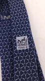 Hermes Navy Silk Geometric Print Tie - G0468