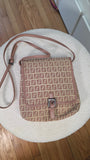 Fendi Zucchino Beige/Pink Canvas Shoulder Bag - 3600