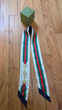 Gucci Red/Green Stripe and Navy Reversible Silk Twilly - 3646