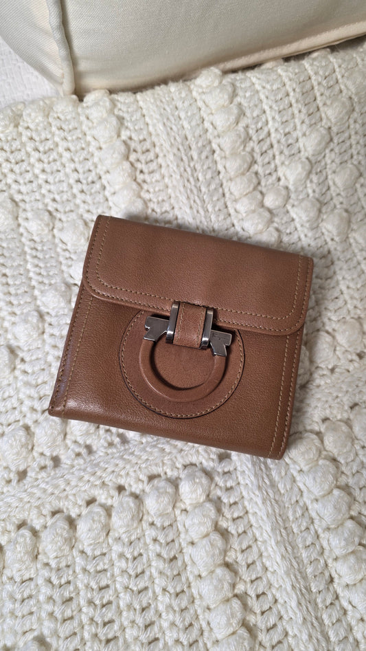 Salvatore Ferragamo Tan Leather Compact Wallet - G0416