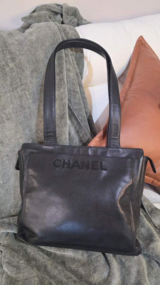 Chanel Black Caviar Leather Tote Bag - G0513