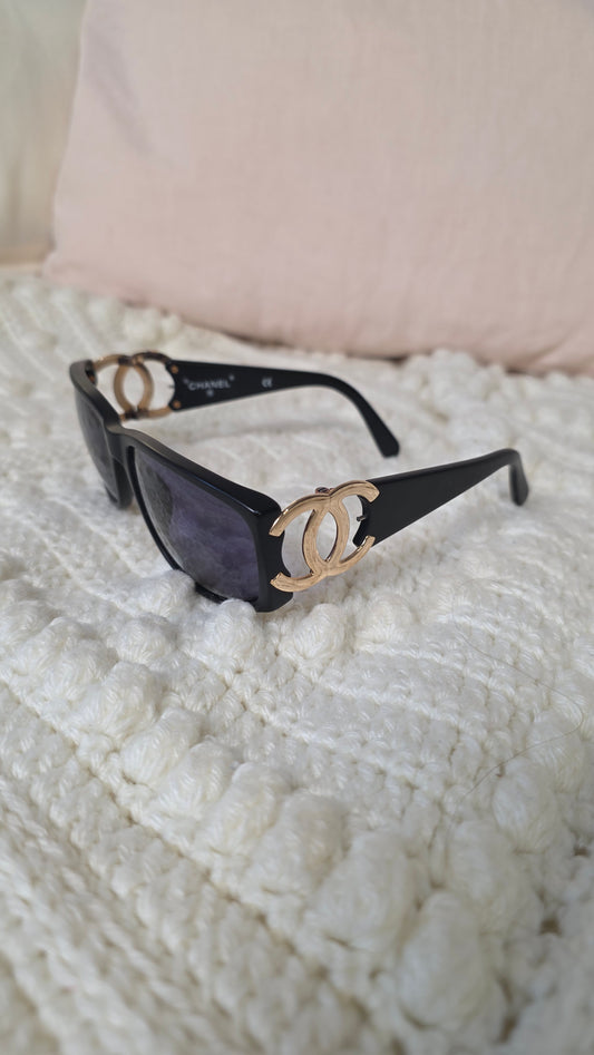 Chanel Matte Black Plastic Sunglasses - 3697