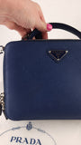 Prada Blue Saffiano Leather 2way Handbag - G0615