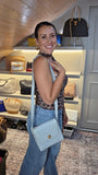 Chanel Light Blue Lamb Skin V Stitch Shoulder Bag - 3448