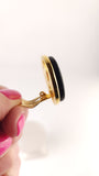 Hermes Clou de Selle Black Leather Clip-on Earrings - G0553
