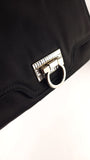 Salvatore Ferragamo Gancini Black Satin Handbag - 3688