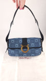 Salvatore Ferragamo Gancini Navy Canvas Shoulder Bag - 3686