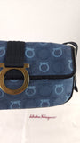 Salvatore Ferragamo Gancini Navy Canvas Shoulder Bag - 3686