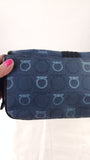 Salvatore Ferragamo Gancini Navy Canvas Shoulder Bag - 3686
