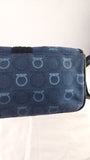 Salvatore Ferragamo Gancini Navy Canvas Shoulder Bag - 3686