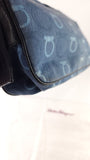 Salvatore Ferragamo Gancini Navy Canvas Shoulder Bag - 3686