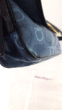 Salvatore Ferragamo Gancini Navy Canvas Shoulder Bag - 3686