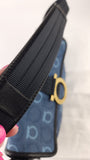Salvatore Ferragamo Gancini Navy Canvas Shoulder Bag - 3686