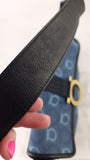Salvatore Ferragamo Gancini Navy Canvas Shoulder Bag - 3686
