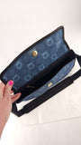 Salvatore Ferragamo Gancini Navy Canvas Shoulder Bag - 3686