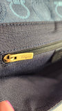 Salvatore Ferragamo Gancini Navy Canvas Shoulder Bag - 3686