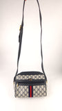 Gucci GG Navy Sherry Line Canvas Shoulder Bag - G0490