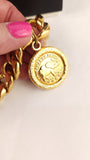 Chanel Gold Tone Thick Chain Belt - G0604