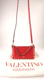 Valentino Red Leather Studded 2way Bag - G0610