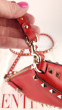 Valentino Red Leather Studded 2way Bag - G0610