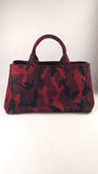 Prada Red and Black Camo 2way Hand Bag - G0613