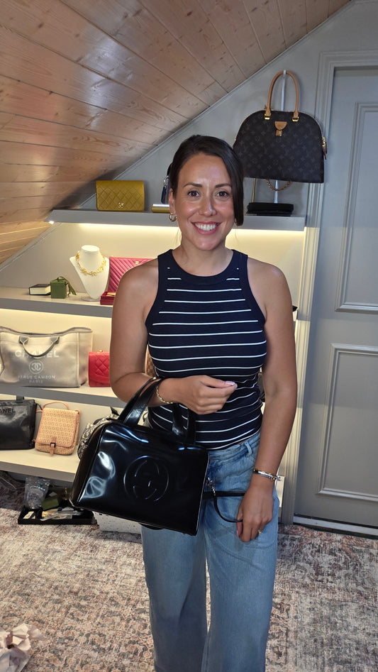 Gucci Black Patent Leather 2way Handbag - G0614