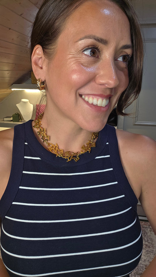 Chanel Gold Tone Cluster 'Chanel' Necklace - G0583