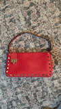 Valentino Red Leather Studded 2way Bag - G0610