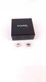 Chanel CC Silver Tone Pierced Earrings - 3707