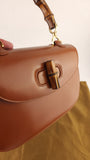 Gucci Brown Leather Bamboo Handle 1947 Top Handle Bag - G0616