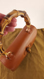 Gucci Brown Leather Bamboo Handle 1947 Top Handle Bag - G0616