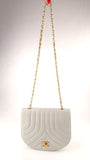 Chanel Blue/Grey Leather Chain Shoulder Bag - 3623