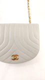 Chanel Blue/Grey Leather Chain Shoulder Bag - 3623