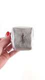 YSL Silver Leather Jaime Cube Charm Pouch - G0719