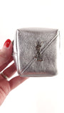 YSL Silver Leather Jaime Cube Charm Pouch - G0719