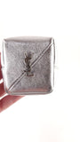 YSL Silver Leather Jaime Cube Charm Pouch - G0719