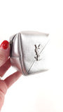 YSL Silver Leather Jaime Cube Charm Pouch - G0719