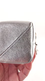 YSL Silver Leather Jaime Cube Charm Pouch - G0719