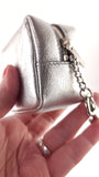 YSL Silver Leather Jaime Cube Charm Pouch - G0719