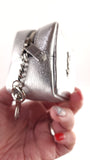 YSL Silver Leather Jaime Cube Charm Pouch - G0719