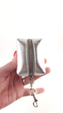 YSL Silver Leather Jaime Cube Charm Pouch - G0719